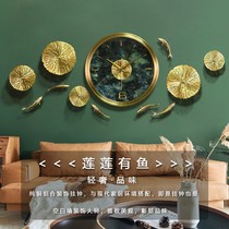 European pure copper wall clock mute living room table creative home wall clock combination background wall decorative art clock light luxury