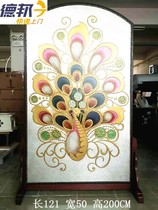 2019 New European and American new Chinese fashion literary and artistic screen double-sided hand-painted Peacock pile gold feng shui partition large seat screen