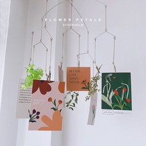 Simple Nordic style dried flower bouquet ins card postcard photo holder can hang literary home decoration pendant