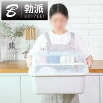 Thickened baby bottle storage box dry drain rack large baby tableware storage box with cover dustproof