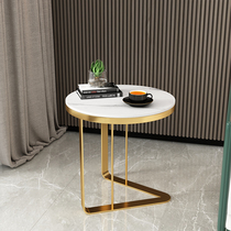 Simple and modern sofa side a few light luxury golden corners a few small apartment household round slate small round table stainless steel