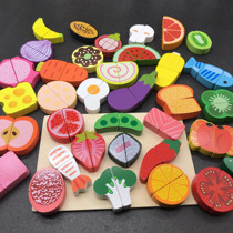 Childrens educational wooden magnetic cut fruit toys fruit vegetables cut to see the house kitchen toys