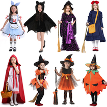 Halloween children's costume Girl Dress vampire cos dress witch little red hat Cape wizard dress pumpkin