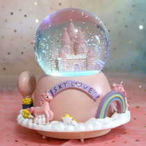 Unicorn Castle crystal ball external rotating music box Music Box Music Box snow send girlfriends gift girl heart
