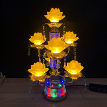 Seven-product LED yellow flower yellow light long-light nine-product colored glazed lotus lantern 13-product Golden Lantern lotus lamp