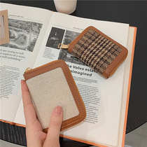 Han Edition Retro Canvas Small Card Bag Woman Short ZIPPER ZERO MONEY BAG MULTI-POSITION FINE WIND VIOLIN STYLE NAME SHEET CLIP DRIVE