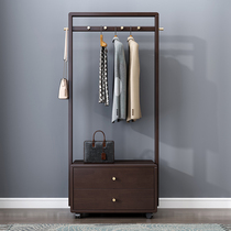 Chinese solid wood clothes hat rack with drawer indoor wood bedroom rack bar type floor room hanging clothes hanger home