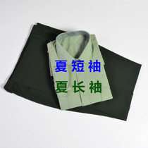 Mens and womens olive green summer uniform Short-sleeved outer shirt Long-sleeved shirt pine branch green uniform lining