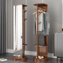 Rotatable solid wood full-length mirror hanging hanger floor bedroom integrated home simple coat rack multifunctional fitting mirror