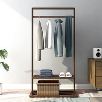 Solid wood coat rack walnut Nordic hanging hanger floor bedroom living room simple modern new Chinese housing shoe rack