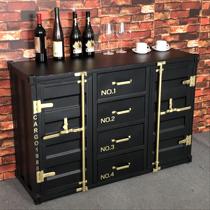 Industrial wind dining side cabinet tin container locker tea table retro old restaurant Stocker cabinet bucket