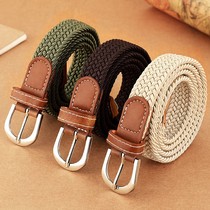 Joker jeans belt women no need to punch canvas belt Womens woven elastic student decoration belt