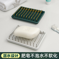 Gumanxi ceramic drain soap box bathroom double-layer soap storage rack European-style laundry soap box household bathroom