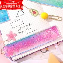 2 sets of quicksand rulers cute red cherry blossoms into the oil grid ruler net girl heart soft ruler creative girl ruler set