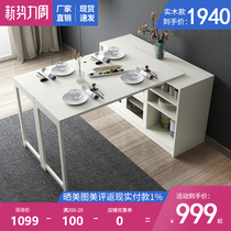 Nordic small apartment solid wood folding side cabinet household table telescopic bar multi-function table cabinet combination