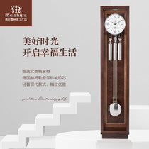 Floor clock European living room clock light luxury vertical mechanical clock retro solid wood clock old-fashioned sitting pendulum clock