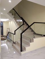 Stairs overall custom whole ladder modern simple solid wood handrail tempered glass household Villa staircase package installation