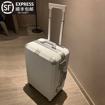 Suitcase Woman Small Aluminum Frame New Leather Case Pull Rod Box Guys Sturdy Durable 20 Inch Boarding Password Suitcase
