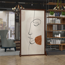 Modern simple art solid wood screen partition living room entrance wooden luxury simple movable small seat screen