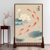 Chinese screen partition wall living room porch decoration double-sided shelter hotel office solid wood company hall seat screen