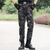 Black Python camouflage pants mens tactical pants breathable wear-resistant overalls loose outdoor military fan pants Spring