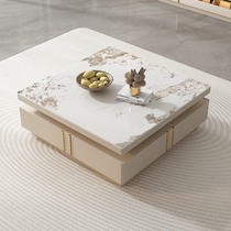 Square rock board tea table TV cabinet combination light luxury modern living room household size