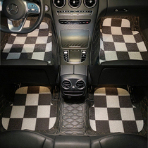 Car wire ring black and white plaid foot pad waterproof universal car anti-dirt easy to clean single piece car fixed foot pad