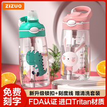 Cartoon Child Straw Cup Portable Anti-Fall Nursery Kettle Large Capacity Leakproof Summer Outdoor Plastic Water Mug