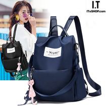 Hong Kong I Tgreg backpack womens New Tide Korean version Joker waterproof canvas Oxford cloth schoolbag anti-theft backpack