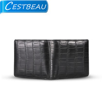 cestbeau imported Nile crocodile without stitching whole leather short wallet inside and outside crocodile belly mens wallet