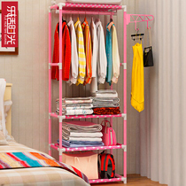 Simple coat rack floor hanging hanger bedroom rack room clothes storage rack cabinet simple modern double pole