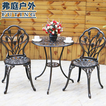 Balcony small table and chair Three-piece European garden Wrought iron outdoor courtyard Cast aluminum outdoor terrace Leisure table and chair combination