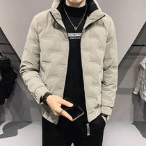 Down jacket men's 2021 autumn and winter new trend short light white duck down handsome tide brand hat-free coat