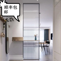 Nordic stainless steel Changhong art transparent glass screen Guest restaurant frosted block very narrow border partition