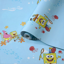 SpongeBob wallpaper wallpaper bedroom self-adhesive bedroom men and women cartoon childrens room personality College student dormitory trend