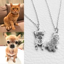 Pet death Memorial model head portrait sterling silver pet funeral pendant cat dog death photo portrait souvenir