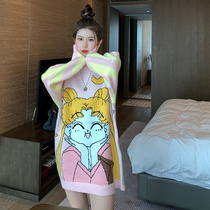 2021 Sailor Moon Pink Girl Sweater Women's Cute Fashion Fall Winter Thickened Loose Korean Mori