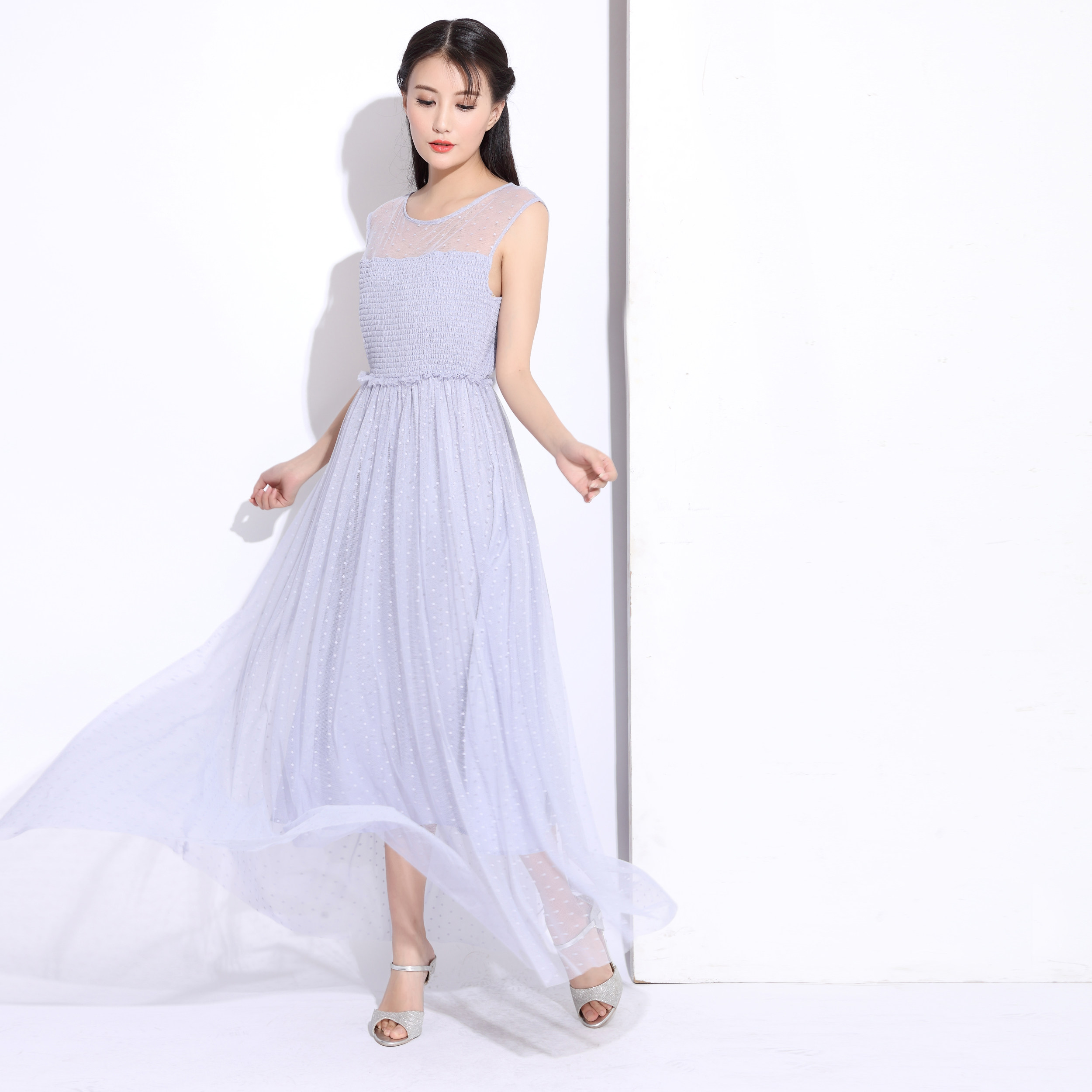 2020夏季新款无袖纱裙长裙连衣裙|31827a537/31827a570