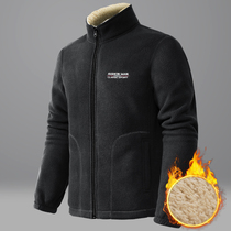 Outdoor winter fleece clothes mens casual autumn and winter sweater mens plus velvet thickened warm jacket mens fleece