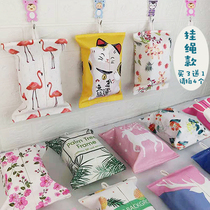 Paper towel storage bag can be hung tissue cover Wall cloth tissue bag living room bathroom cute cartoon storage box