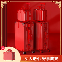 Wedding luggage dowry box red suitcase bride trolley case happy wedding password dowry box a pair of wedding