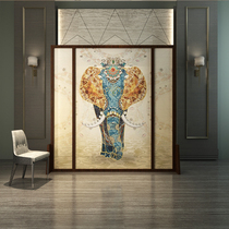 American screen partition living room into the bathroom to block the wind water entrance European small apartment solid wood seat screen elephant