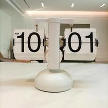 Creative automatic page turning clock retro living room ornaments seat clock modern simple mechanical clock alarm clock personality table clock