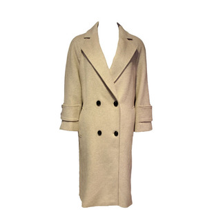 银狼女装 2017新款毛呢外套 宽松中长款 羊毛大衣 宽松浅色上衣