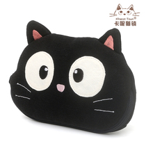 Japanese Design KINE Cat Pure Cotton Cloth Art Cartoon Cute Black Cat Small Mini Zero Wallet Card Bag Headphone Bag Woman