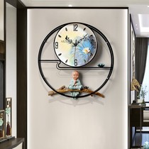 New Chinese Buddha living room wall clock home Zen Chinese style clock fashion atmospheric art clock wall decoration