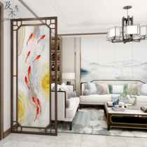 Screen partition modern simple door cover porch porch Chinese entry solid wood office grille nine fish picture block
