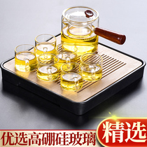 Side-set glass tea set home kung fu black tea cup simple small set portable tea tray high temperature boiling tea pot