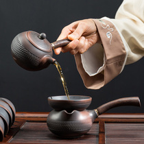 Hand-pick knife craft purple pottery teapot purple sand side handle tea single pot ceramic home antique kung fu tea set