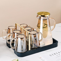 Glass home with handle tea-colored drinking cup heat-resistant tea cup kettle Nordic living room family cup set